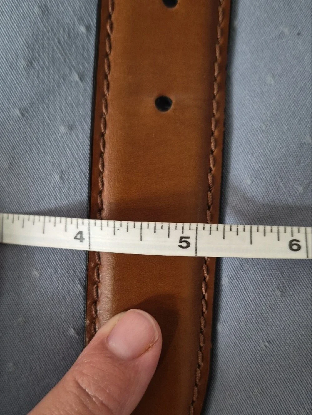 Handmade Italian Cognac Leather Belt with Brushed Silver Buckle Mens 36 Classic